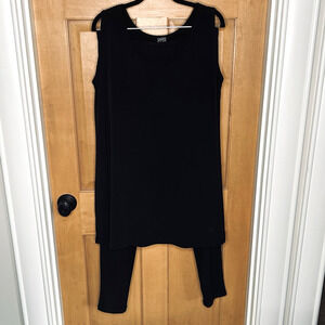 Clara Sun Woo Outfit 2 Pc Long Black Tank Size 1X and Skinny Pants Size L